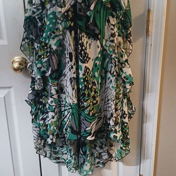 Signature by Robbie Bee green black white sleeveless hi low dress Sz 12 NWOT - Picture 2 of 8
